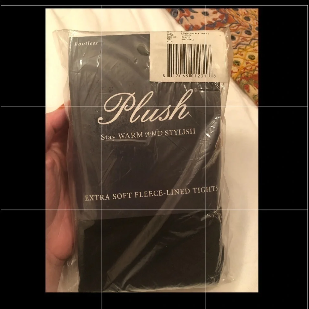 Plush Fleece Lined Tights Footless In Black